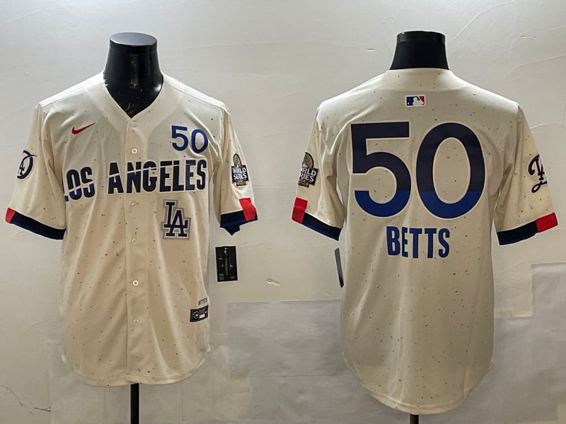 Men Los Angeles Dodgers #50 Betts Cream Fashion city 2025 Nike MLB Jersey style 2->los angeles dodgers->MLB Jersey